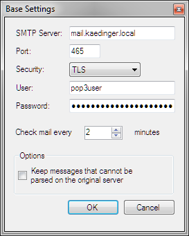 Mail server and schedule settings
